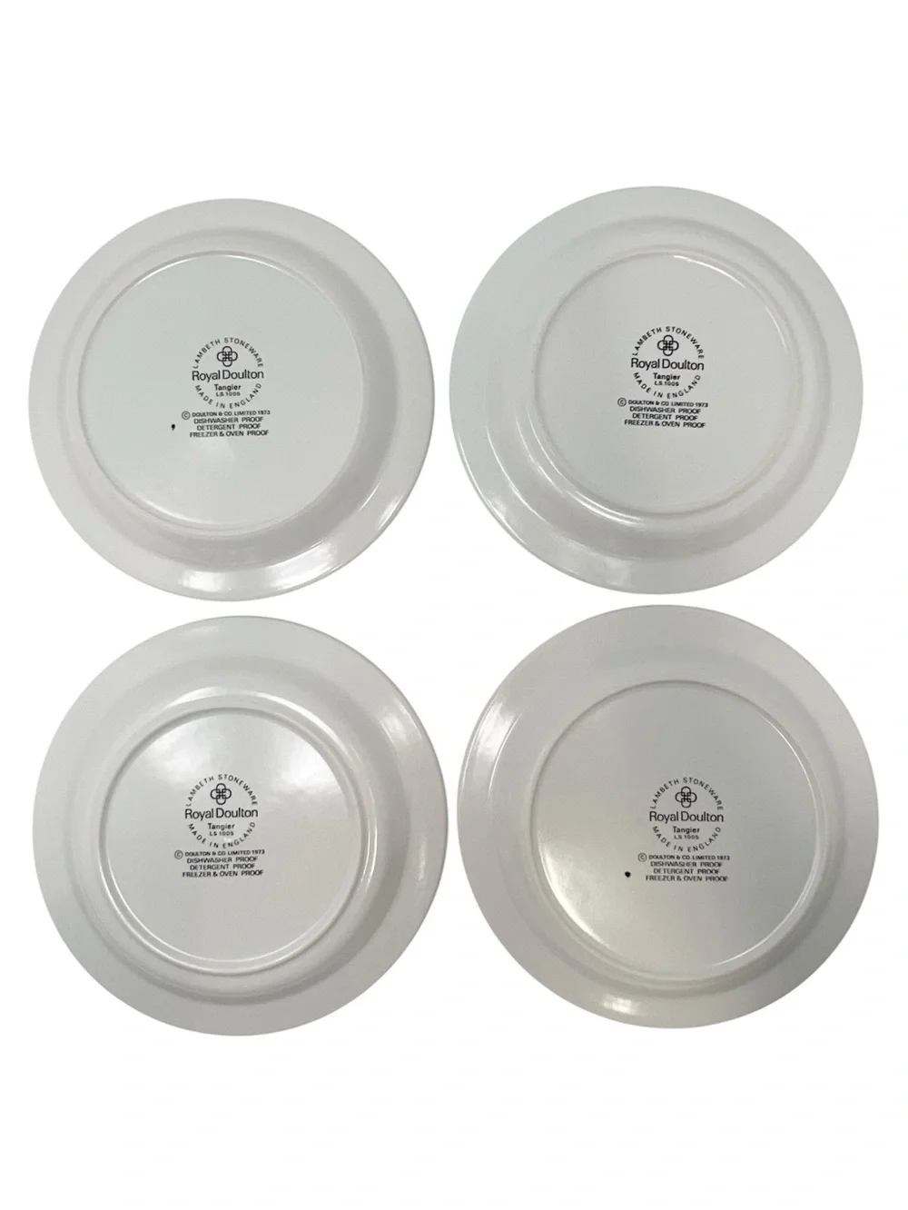 Vintage Royal Doulton Tangier Set of 4 Dessert B&B Plates Lambeth Stoneware 1973